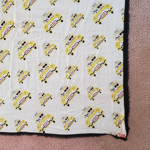 NWT Karl Lagerfeld Ikonik Print Silk Modal Large Square Frayed Edges Black Scarf - Picture 15 of 15